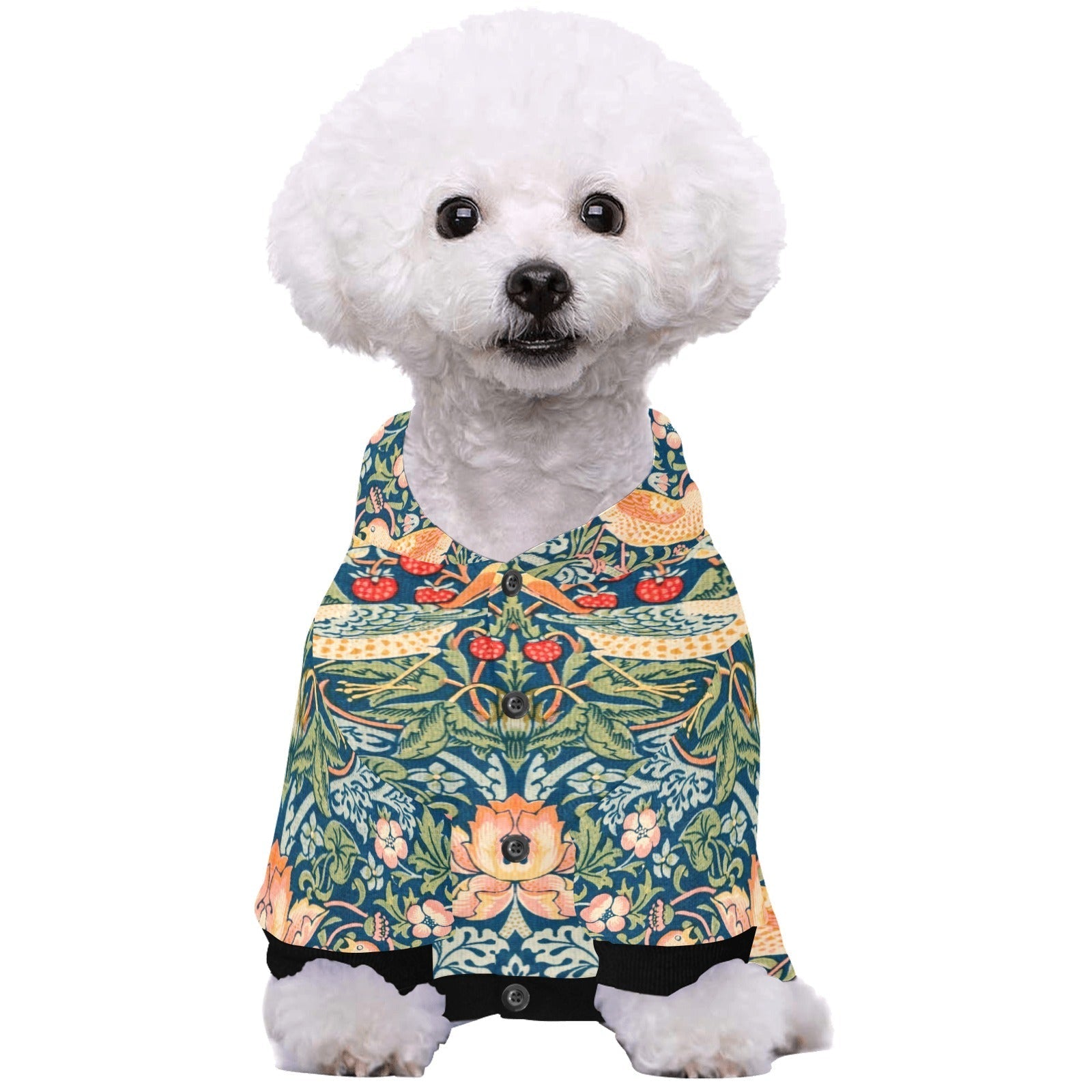 Pet Apparel Morris Strawberry Thief Button Hoodie l main product image for dogs and cats