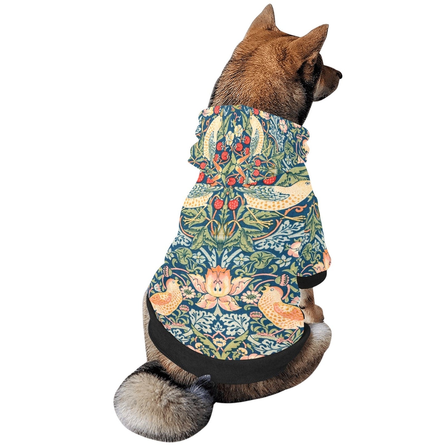 Pet Apparel Morris Strawberry Thief Button Hoodie l main product image for dogs and cats