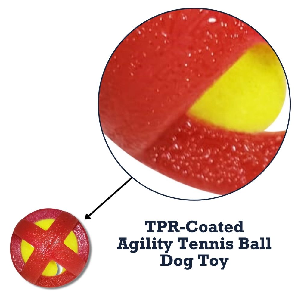 Dog Toy TPR-Coated Agility Tennis Ball Toy Durable -Safe - close up product image for dog toy