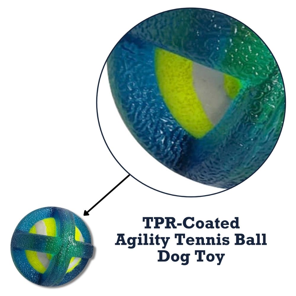 Dog Toy TPR-Coated Agility Tennis Ball Toy Durable -Safe - gallery product image for dog toy
