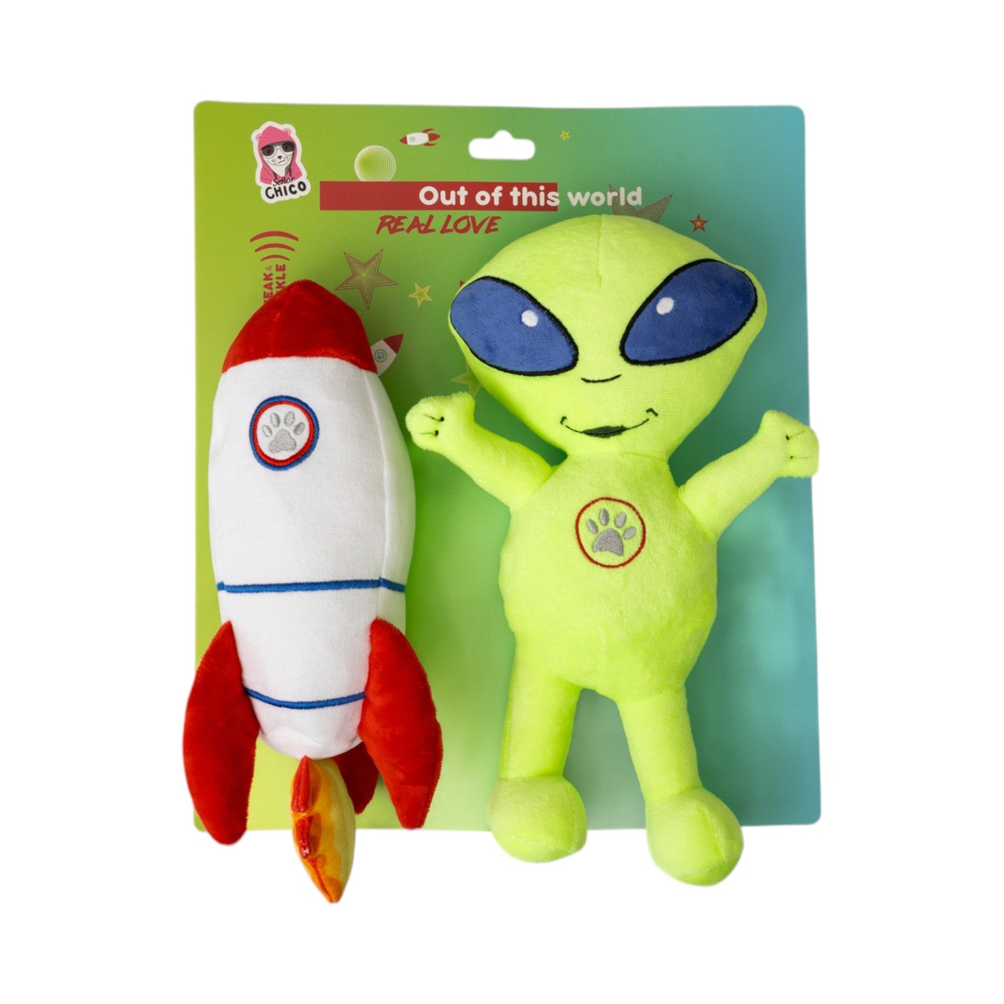 Dog Treats Space Alien Rocket Plush Toy Gift Set with Essent - main product image for dog treats