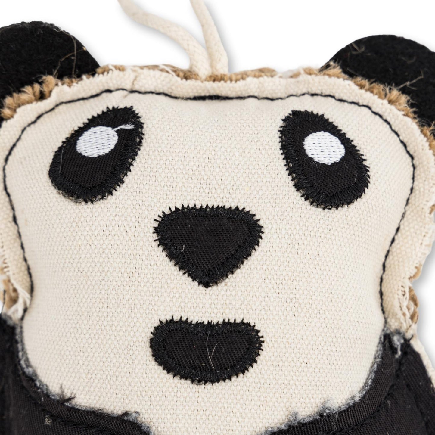 Dog Treats Canvas Jute Panda-Shaped Chew Toy Durable Safe - close up product image for dog treats