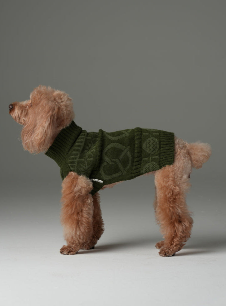 Pretzel Pet Sweater Olive Green Dog Sweaters Premium Pet - lifestyle view