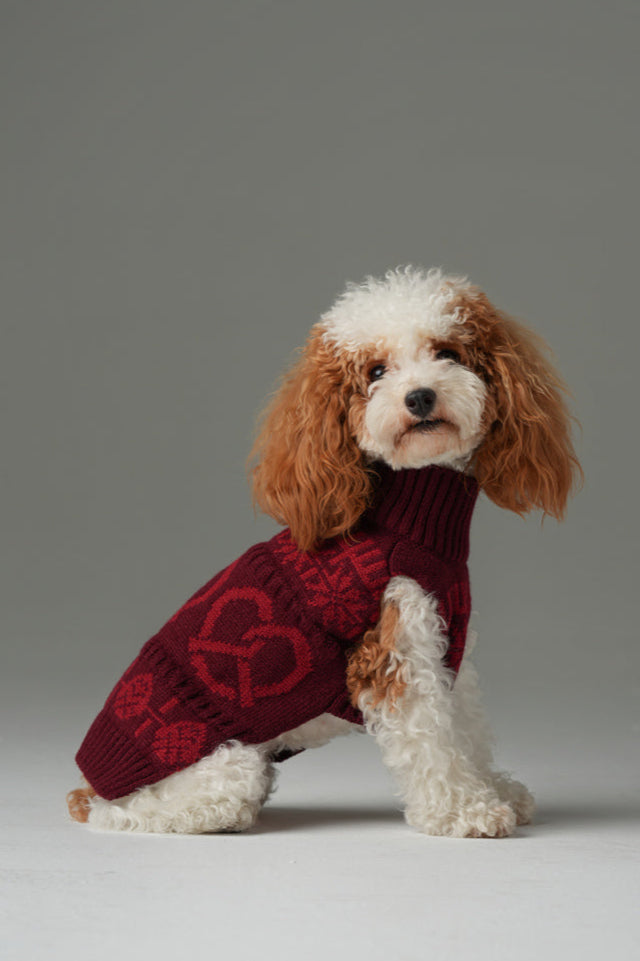 Pretzel Pet Sweater Burgundy Red Dog Sweaters Premium Pet - detail view