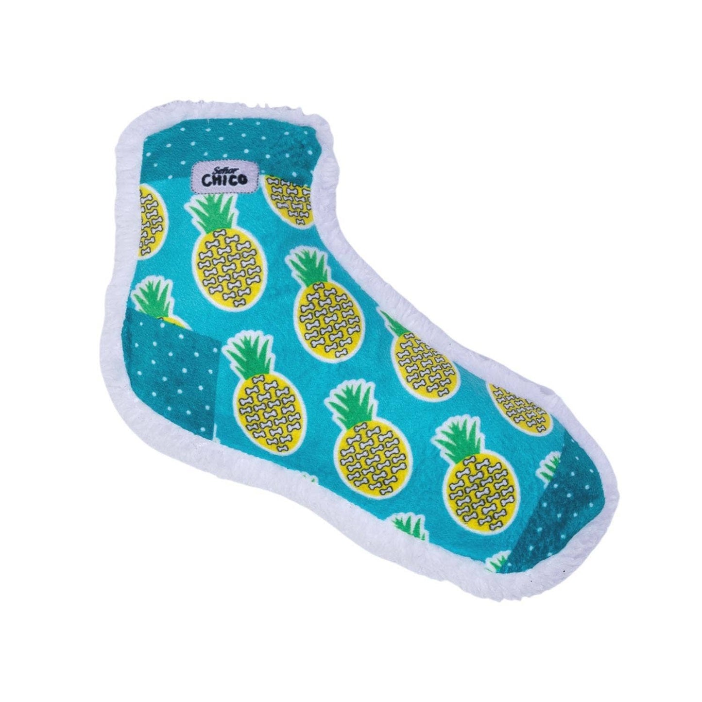 Dog Treats Squeaky Sock Plush Toy Whimsy Wonders Pineapple - main product image for dog treats