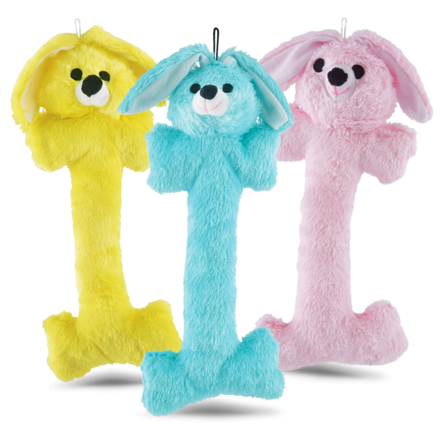 Plush Bunny Bone Dog Toys With Squeakers Interactive - close up view