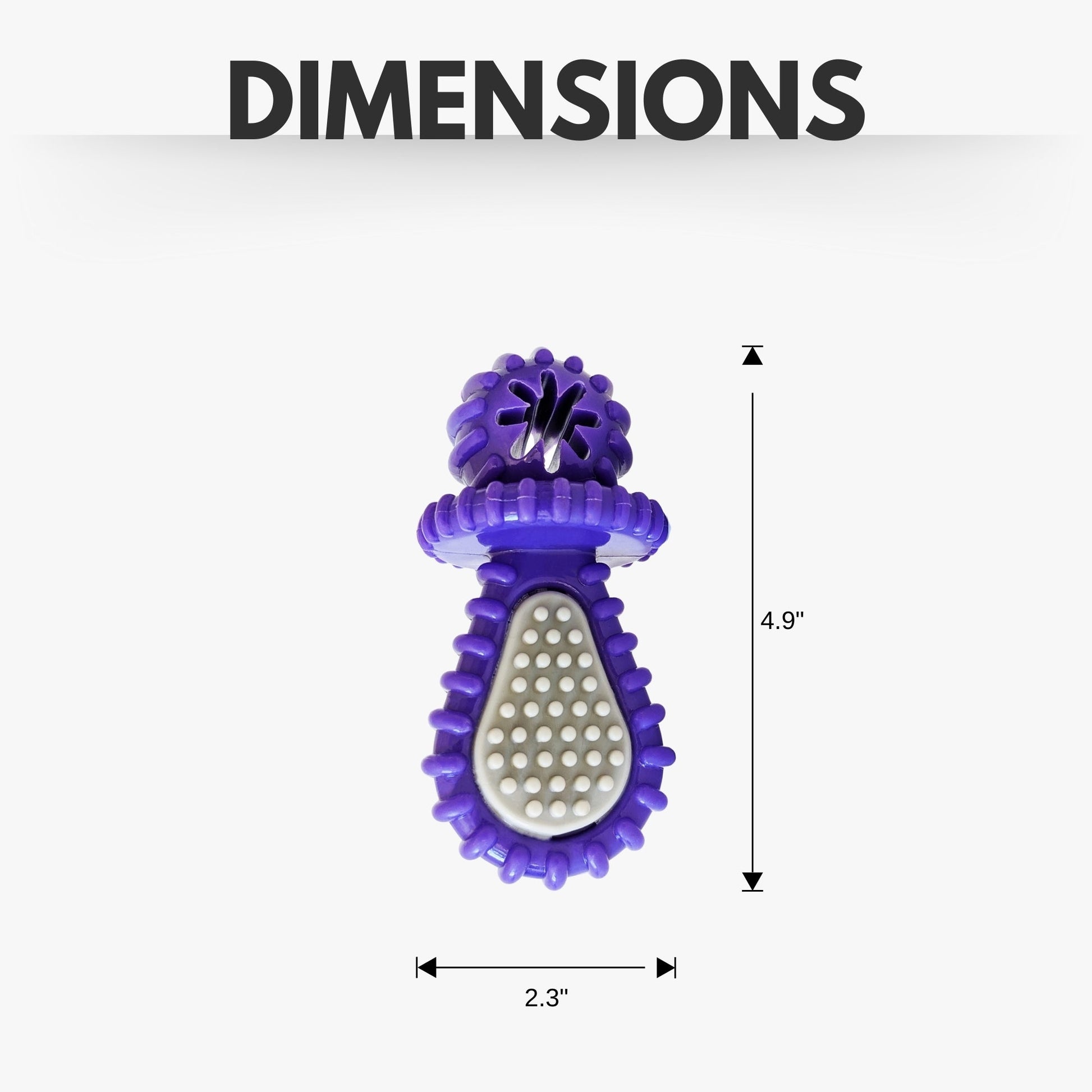 Dog Treats Purple Rubber Dental Pacifier Toy Ridges Treat - size and texture image for dog treats