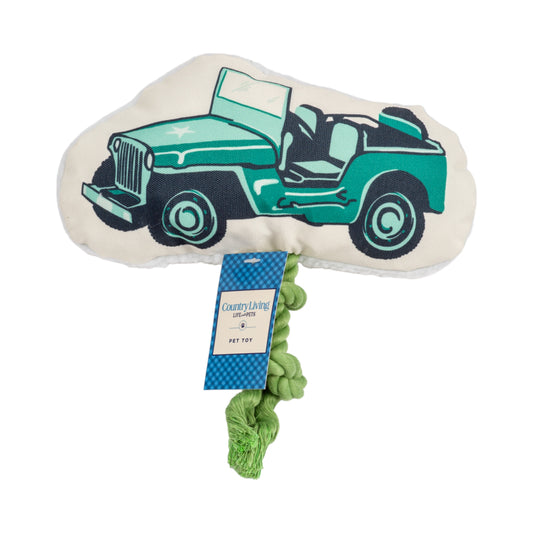 Dog Toy Country Living Retro Army Jeep with Squeaker Crinkle - detail product image for dog toy