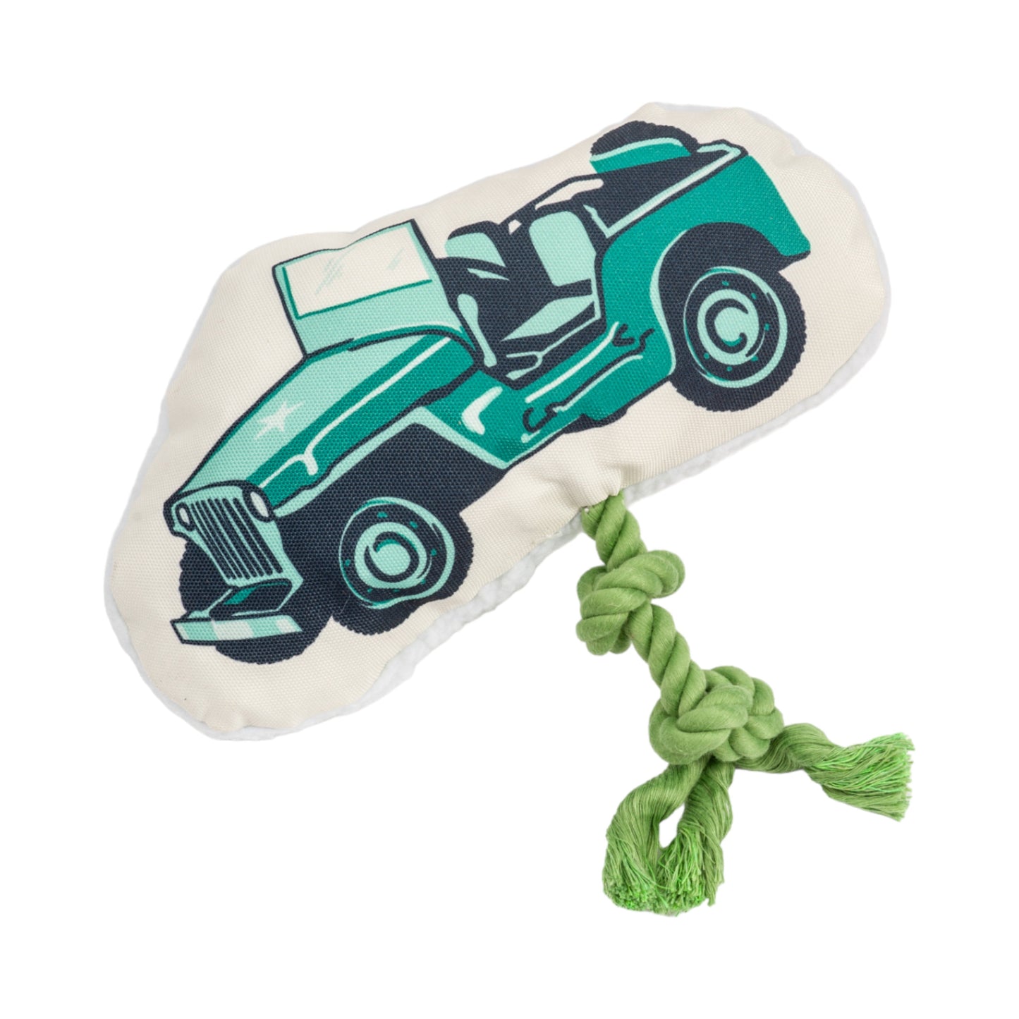 Dog Toy Country Living Retro Army Jeep with Squeaker Crinkle - size and texture image for dog toy