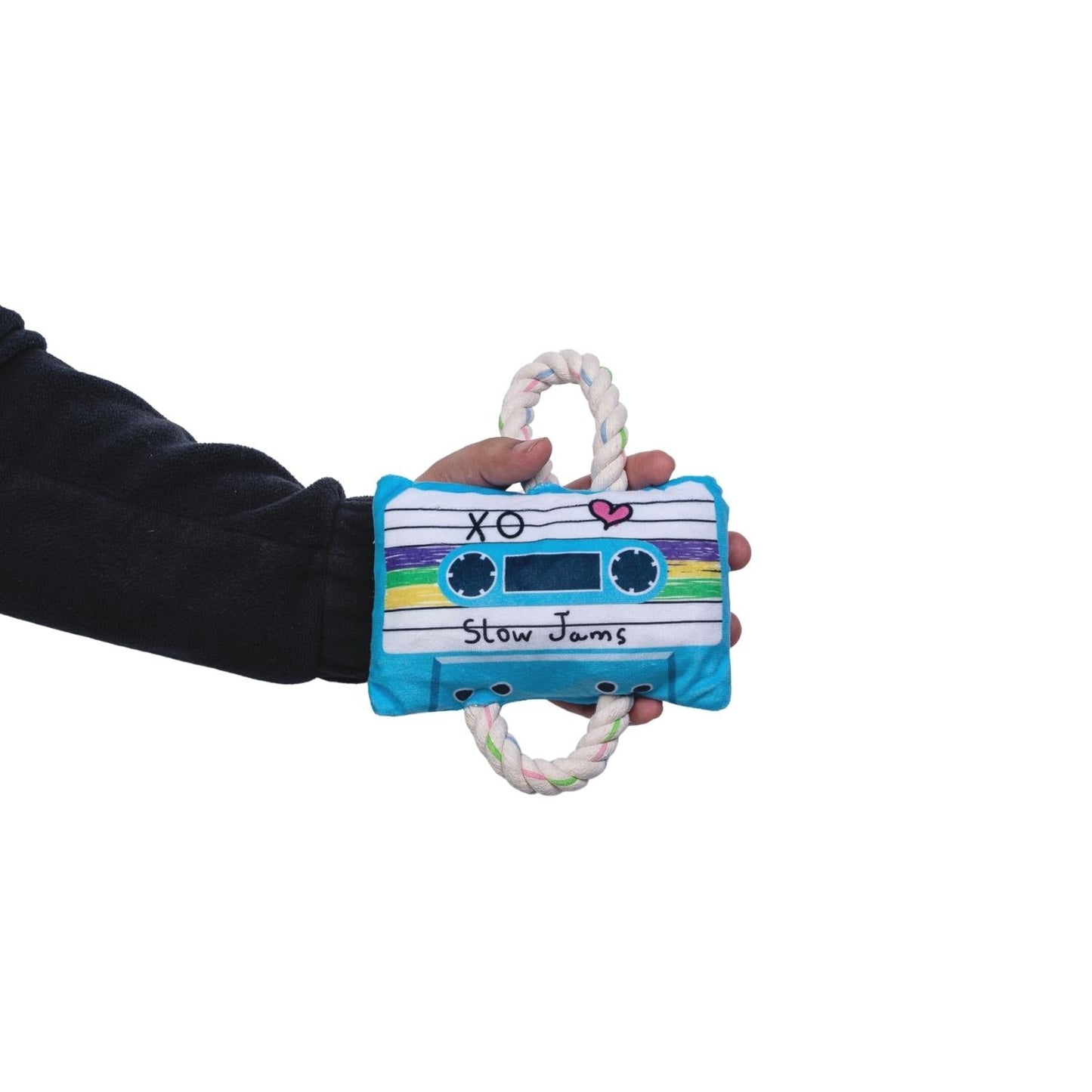 Dog Treats Retro Cassette Tape Plush Toy with Squeaker Essen - size and texture image for dog treats
