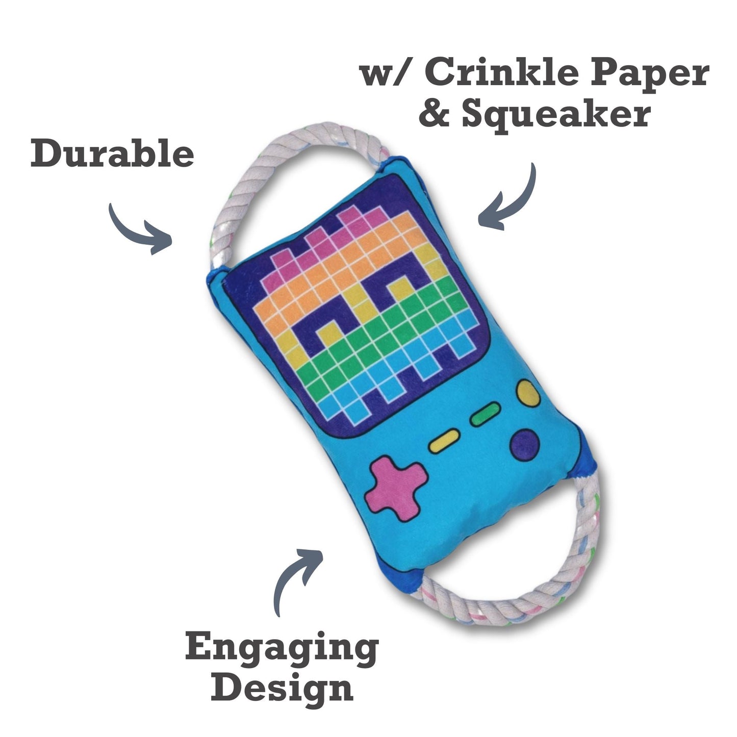 Dog Treats Retro Gamer Plush Toy with Squeaker Crinkle Paper - gallery product image for dog treats