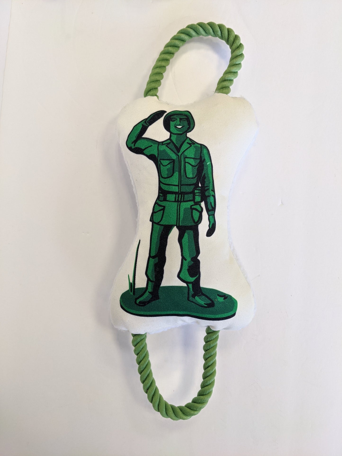 Dog Toy Retro Soldier with Squeaker Crinkle Paper Plush Toy - lifestyle product image for dog toy