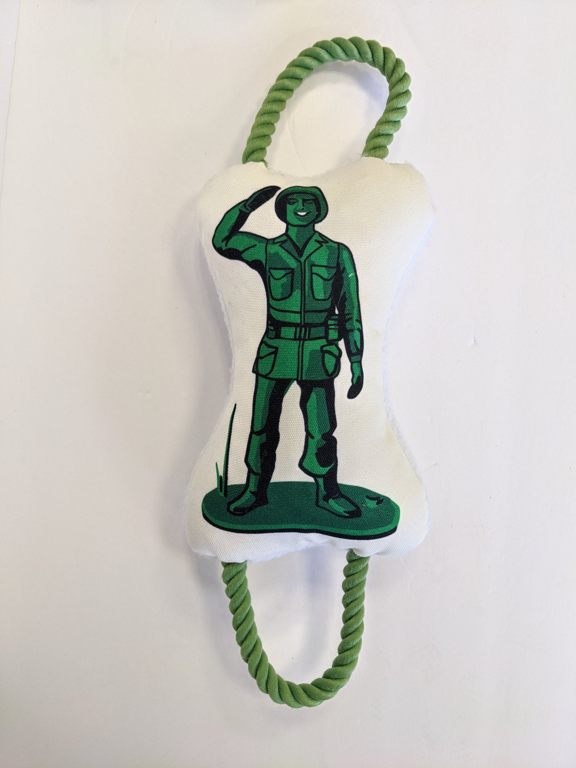Dog Toy Retro Soldier with Squeaker Crinkle Paper Plush Toy - lifestyle product image for dog toy