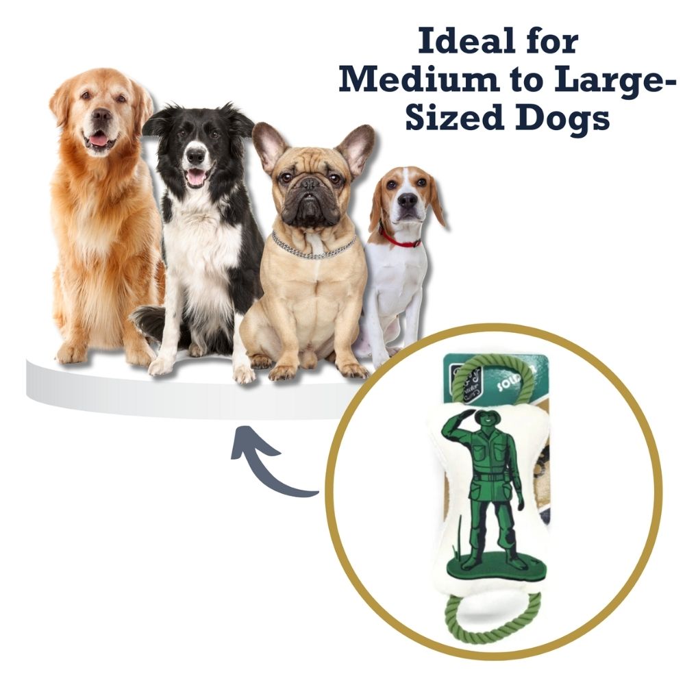 Dog Toy Retro Soldier with Squeaker Crinkle Paper Plush Toy - gallery product image for dog toy