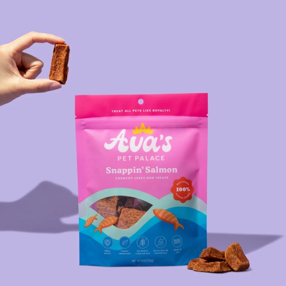 Dog Treats Avas Palace Crunchy Jerky Treats Snappin Salmon - lifestyle product image for dog treats