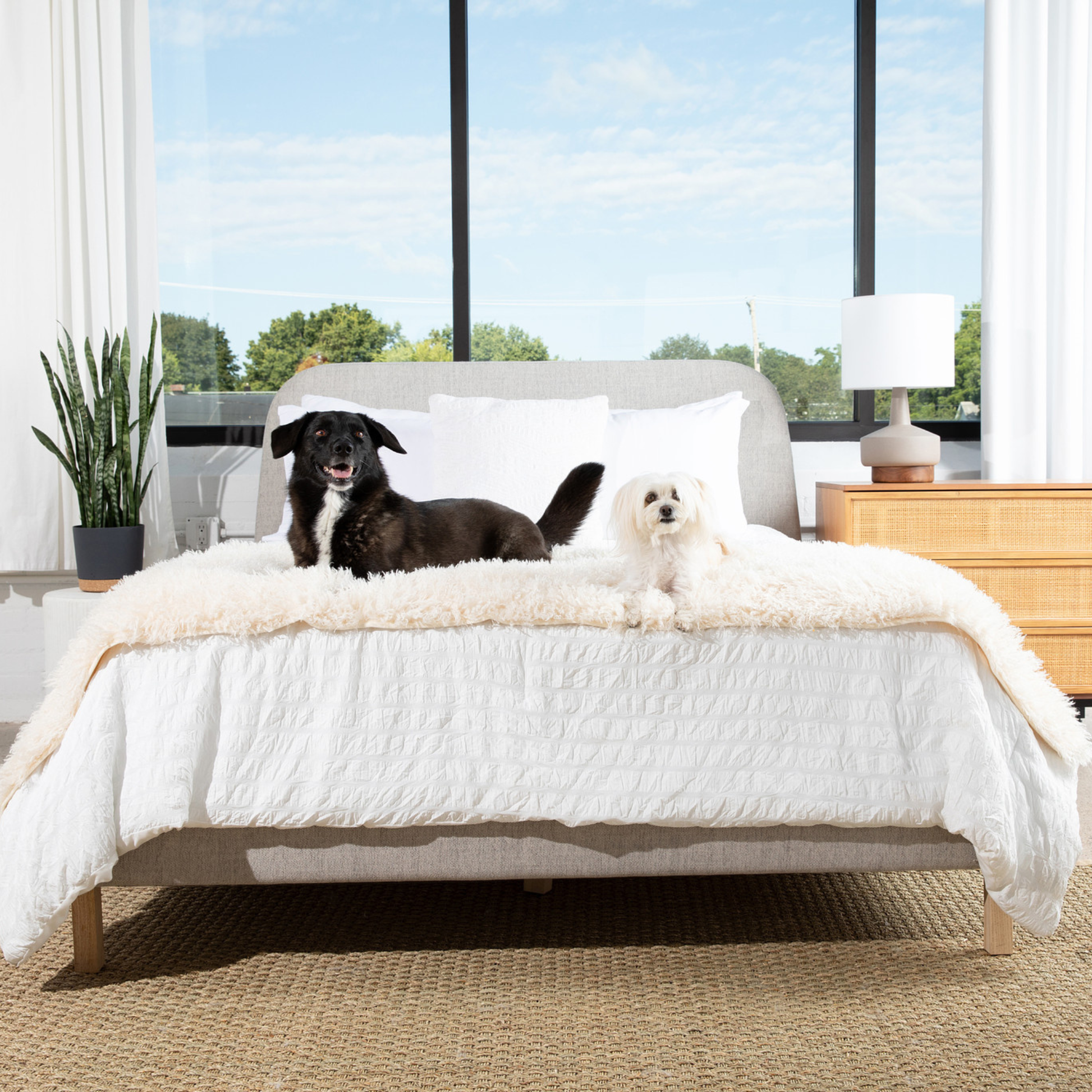 PupProtectorT Luxe Waterproof Bed Runner - Plush Sheep Ivory - main product image