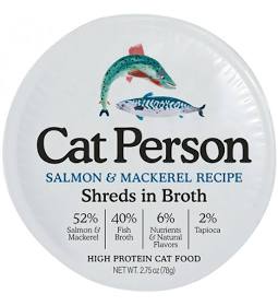 Cat Person Cat Shredded Salmon & Mackerel In Broth 2.75oz - main product image