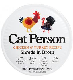 Cat Person Cat Shredded Chicken & Turkey In Broth 2.75oz - main product image