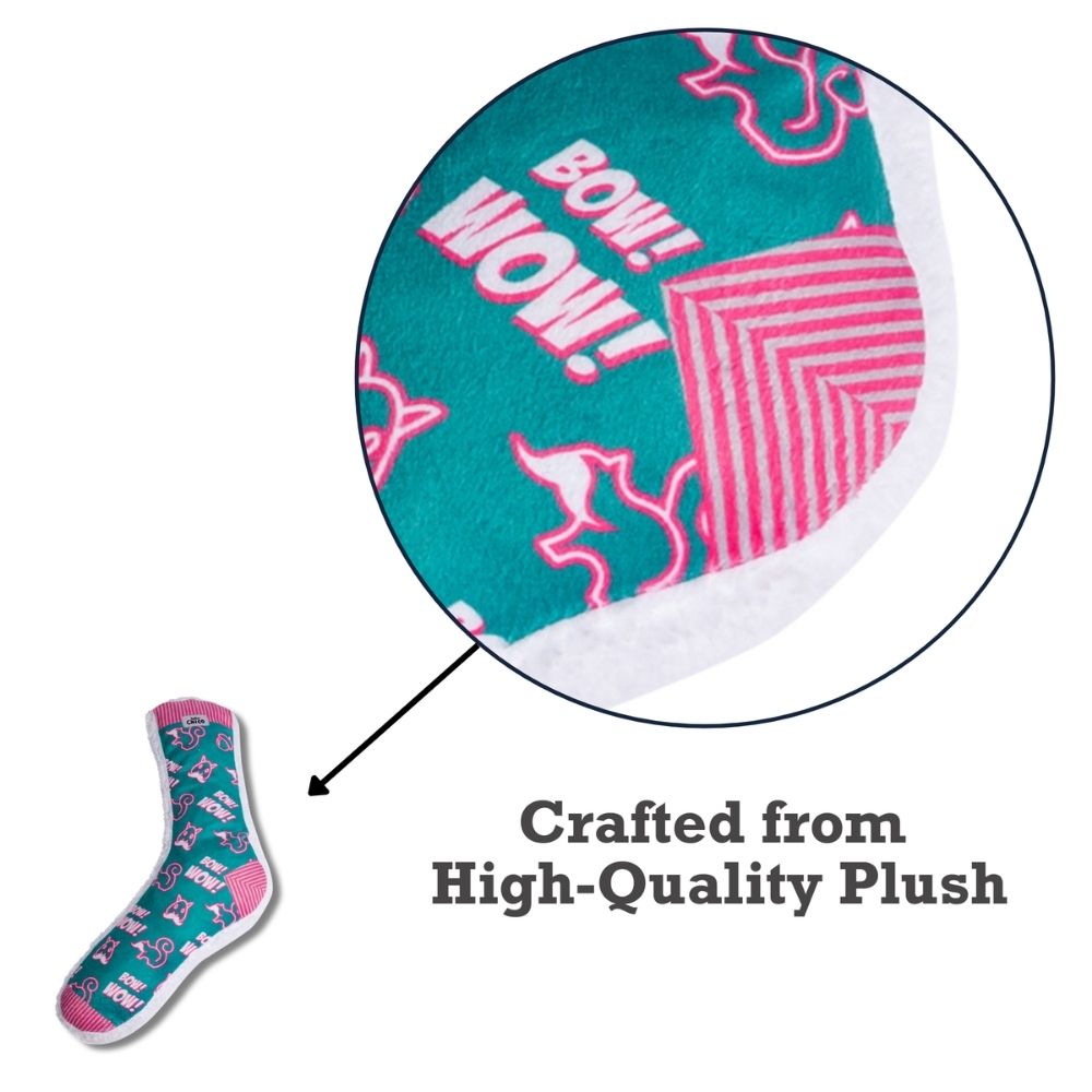 Dog Treats Squeaky Sock Plush Toy Whimsy Wonders Squirrel - close up product image for dog treats
