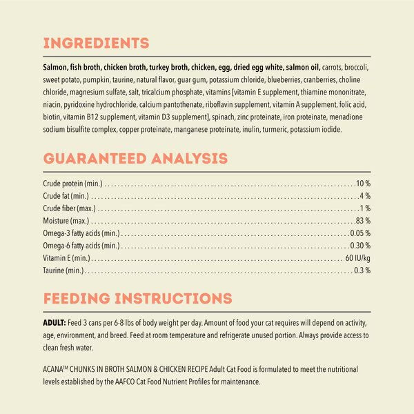 Acana Cat Grain Free Chunk Salmon & Chicken Wet Food (3oz) - detail view | Cat Food at Purrfect Pet Kingdom