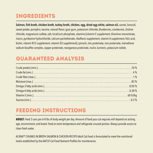 Acana Cat Grain Free Chunk Salmon & Chicken Wet Food (3oz) - detail view | Cat Food at Purrfect Pet Kingdom