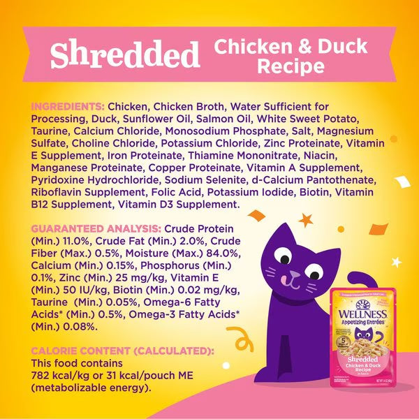 Wellness Appetizing Entrees Shredded Chicken Duck Cat 1 4Oz - detail view