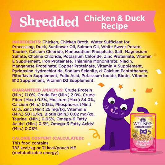 Wellness Appetizing Entrees Shredded Chicken Duck Cat 1 4Oz - detail view