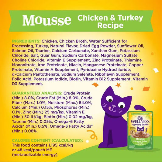 Wellness Appetizing Entrees Chicken Turkey Mousse Cat 1 4Oz - detail view