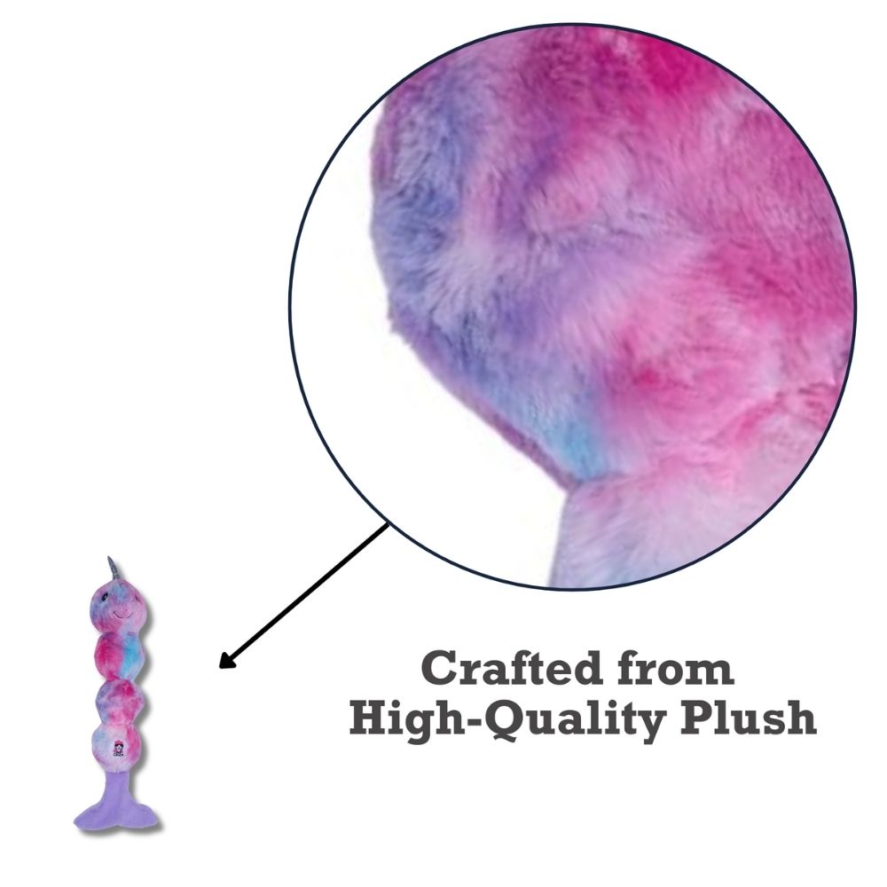 Dog Treats Tie Dye Skinny Narwhal Magical Creature Plush Toy - close up product image for dog treats