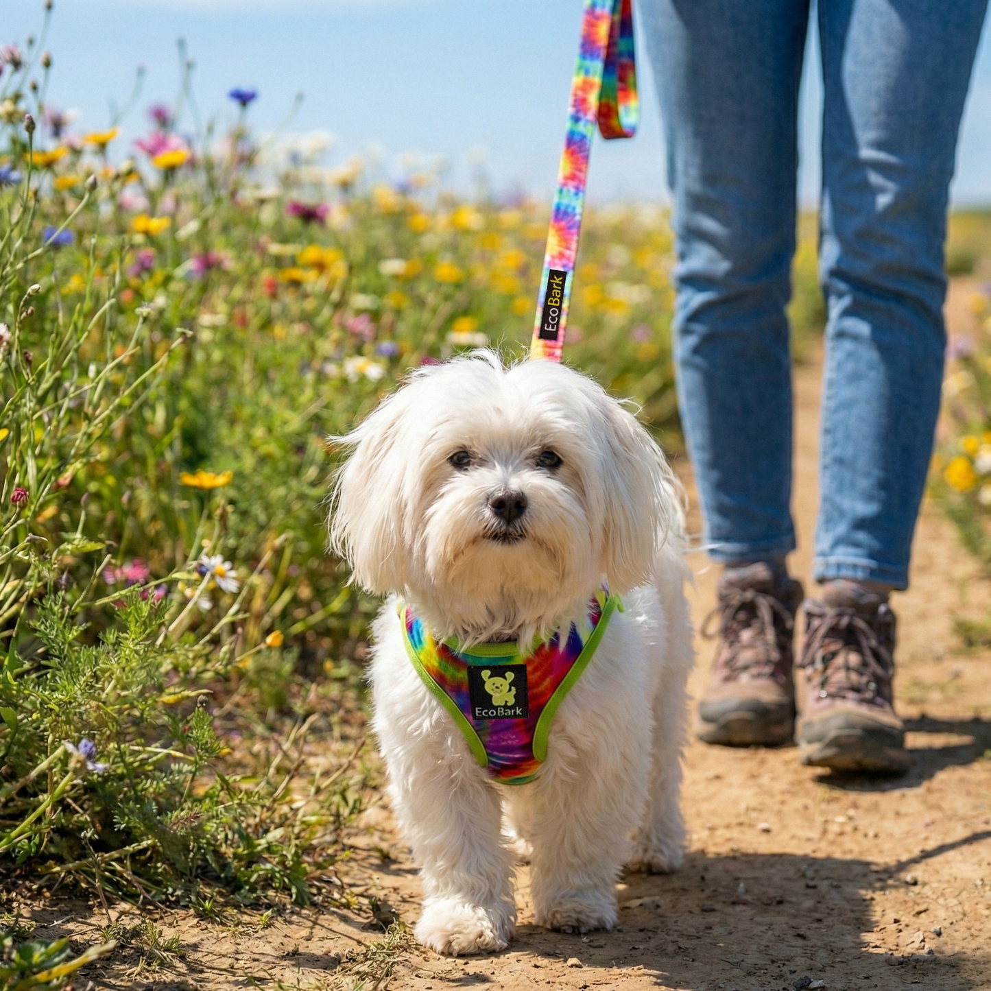 Dog Leash Tie Dye Leash by EcoBark Padded Comfort Grip Essen - size and texture image for dog leash
