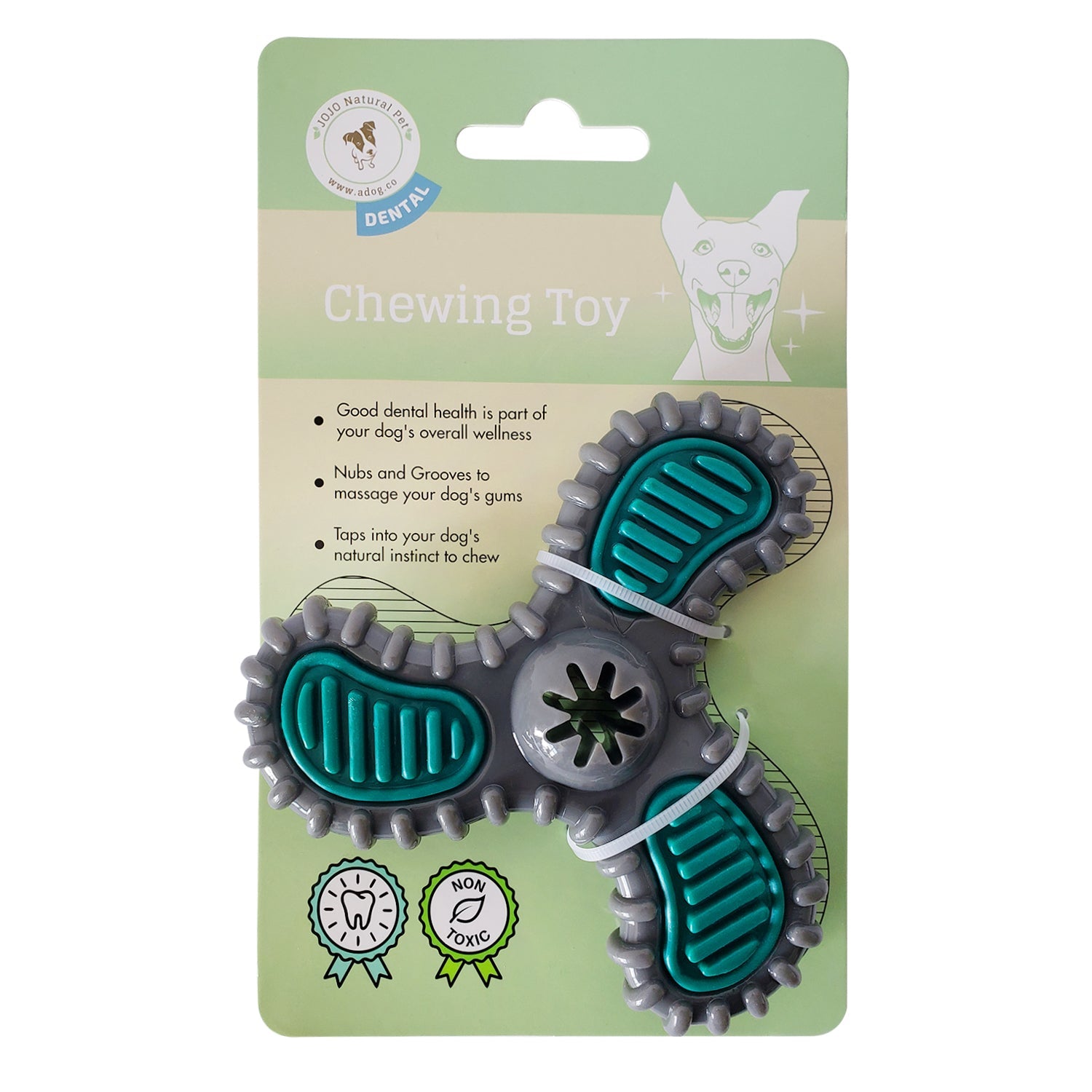 Dog Treats TPR Dental Spinner Chew Toy Durable Dental Fun - lifestyle product image for dog treats