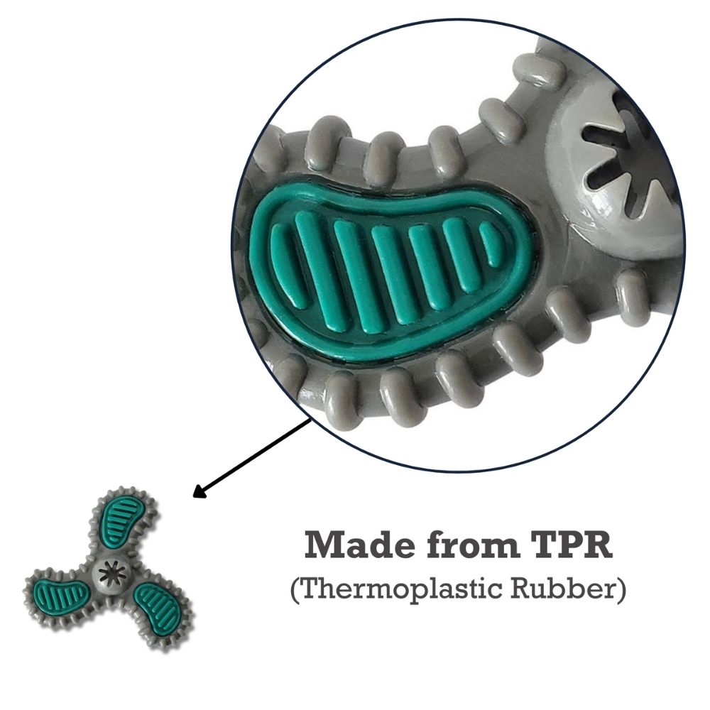 Dog Treats TPR Dental Spinner Chew Toy Durable Dental Fun - size and texture image for dog treats
