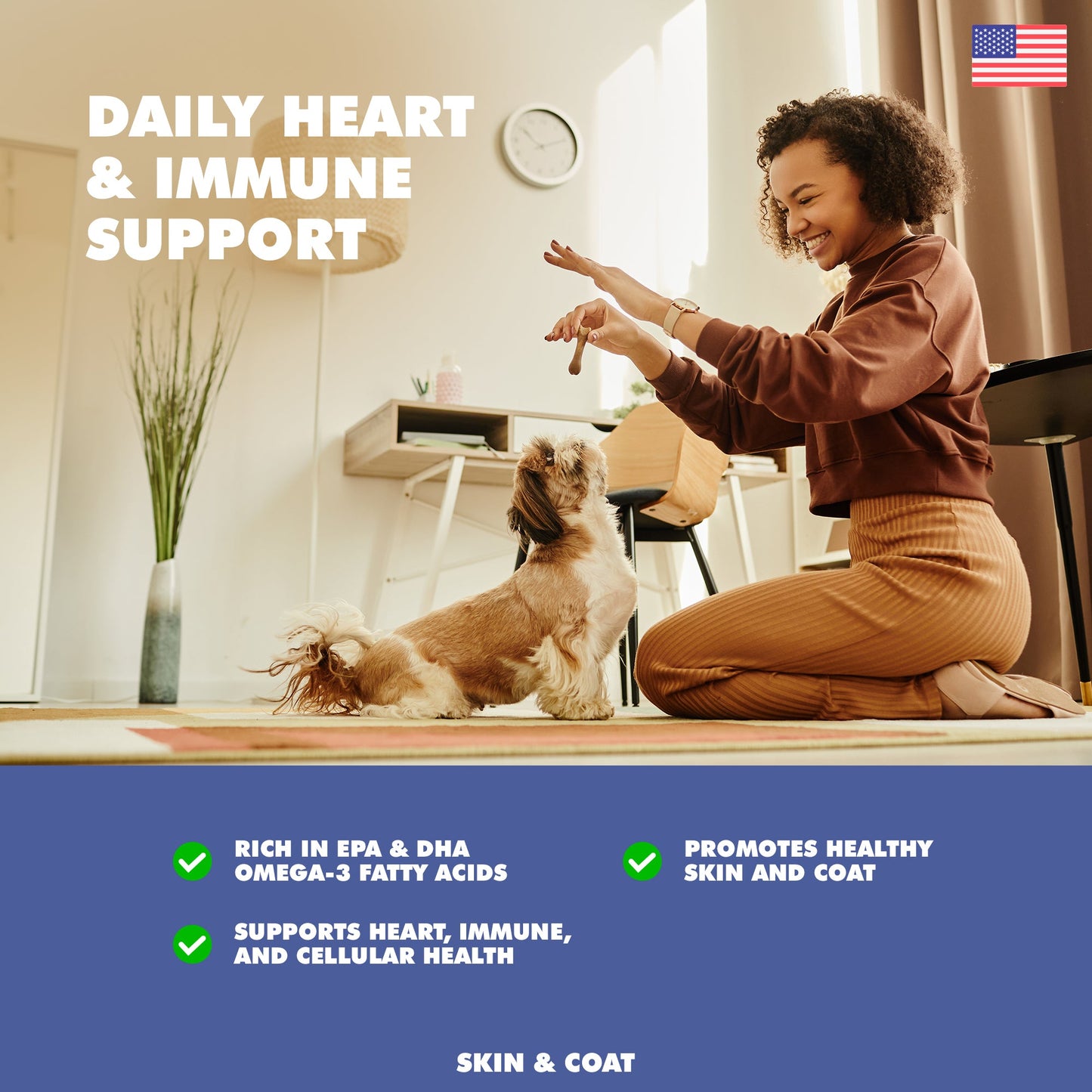 Cat Supply UBAVET Omega-3 Capsules 1000 mg Skin Coat General - lifestyle product image for cat supply