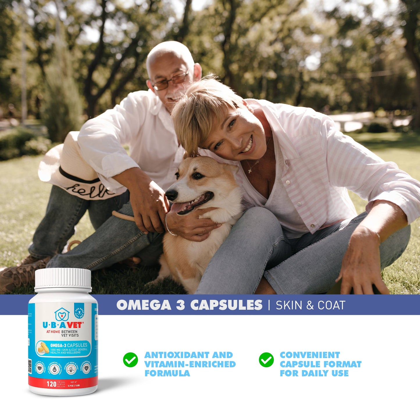 Cat Supply UBAVET Omega-3 Capsules 1000 mg Skin Coat General - size and texture image for cat supply