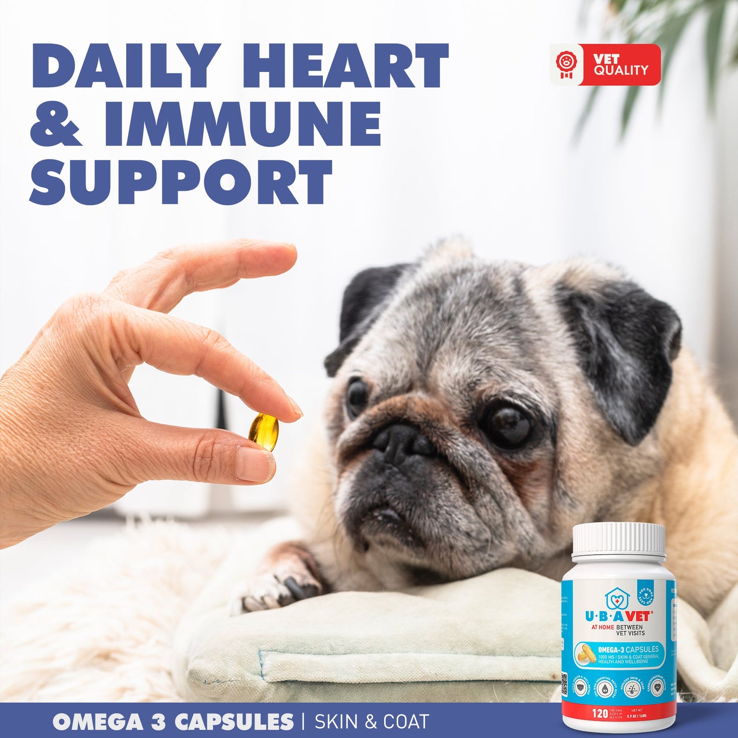 Cat Supply UBAVET Omega-3 Capsules 1000 mg Skin Coat General - gallery product image for cat supply
