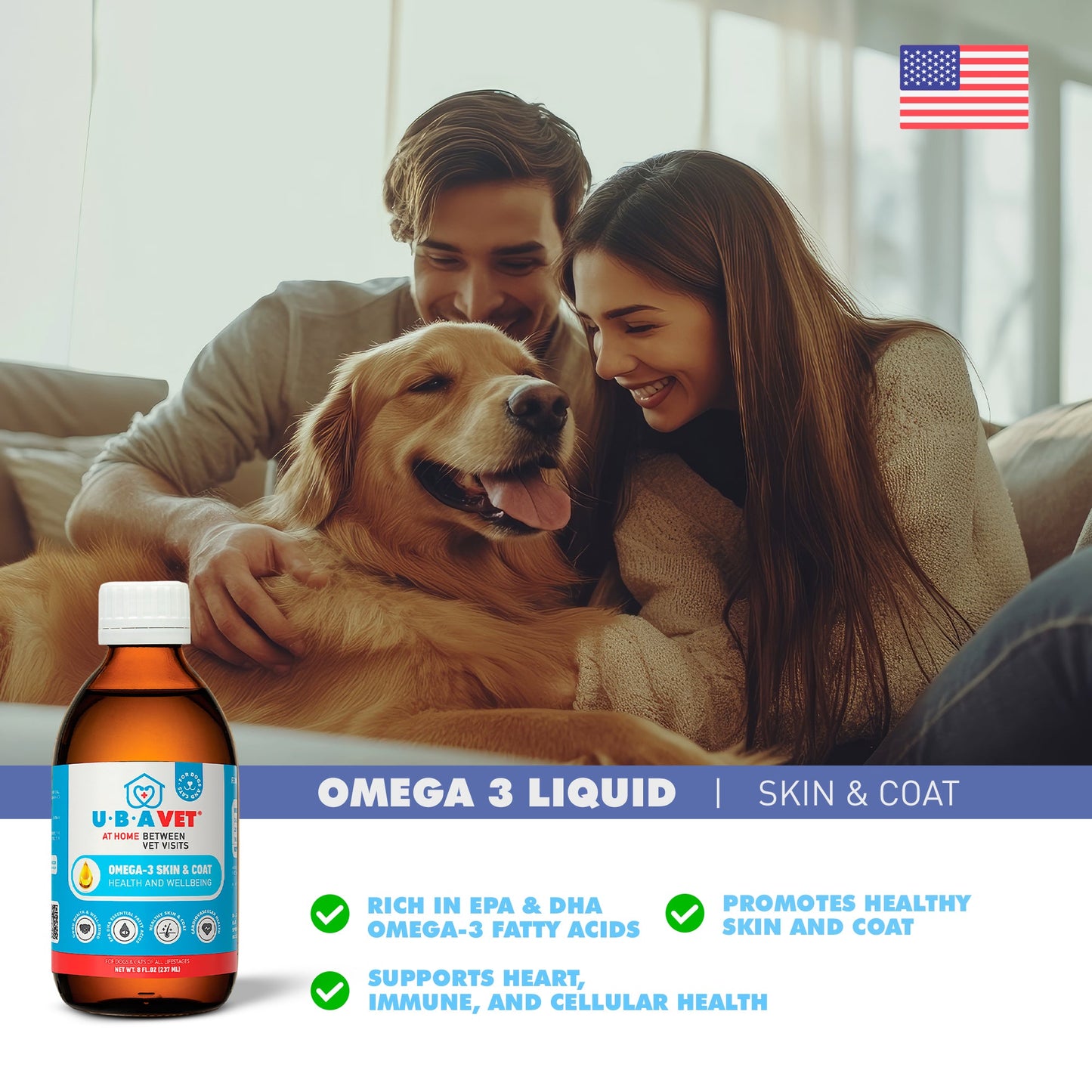 Cat Supply UBAVET Omega-3 Skin Coat Health and Wellbeing - size and texture image for cat supply