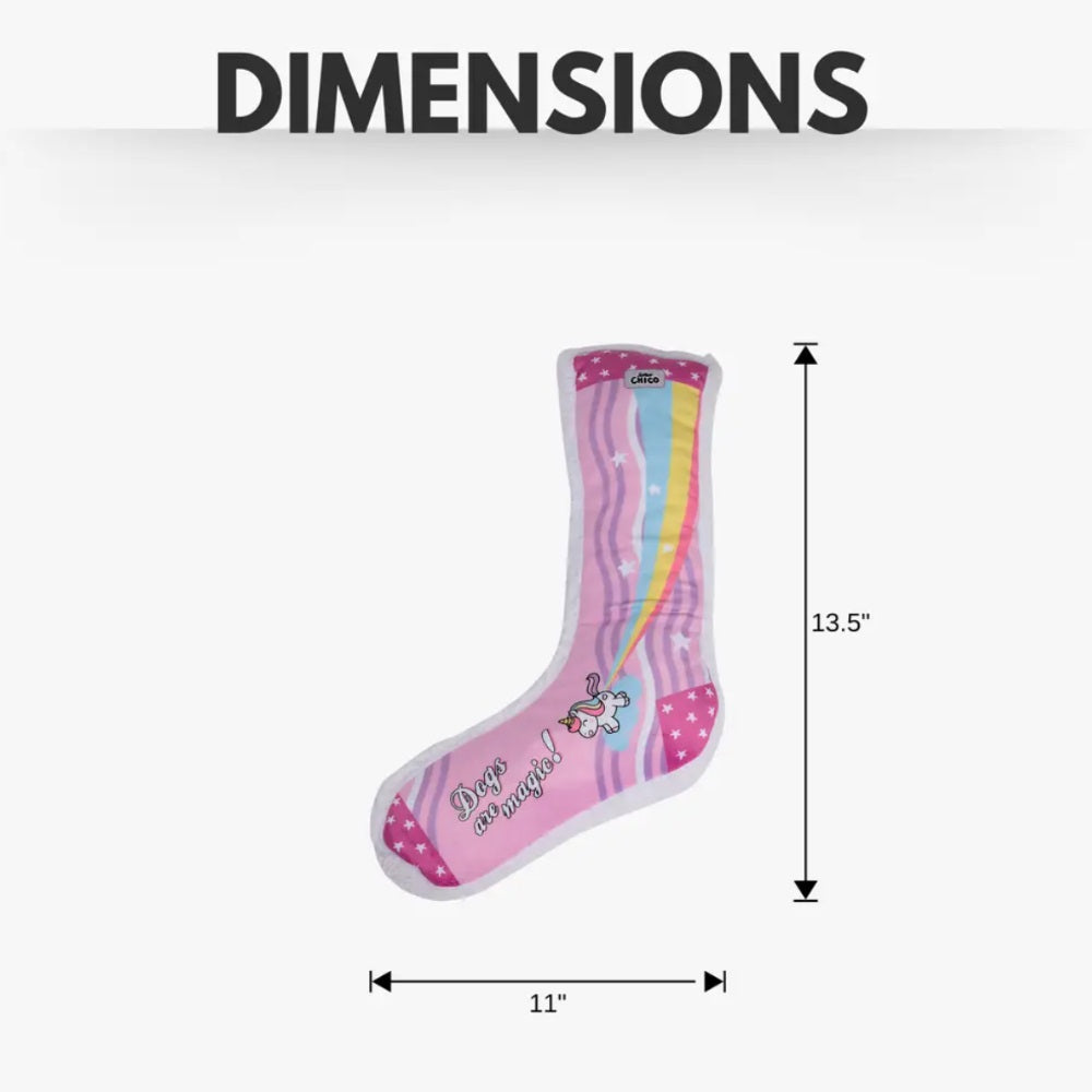 Dog Treats Squeaky Sock Plush Toy Whimsy Wonders Unicorn - gallery product image for dog treats