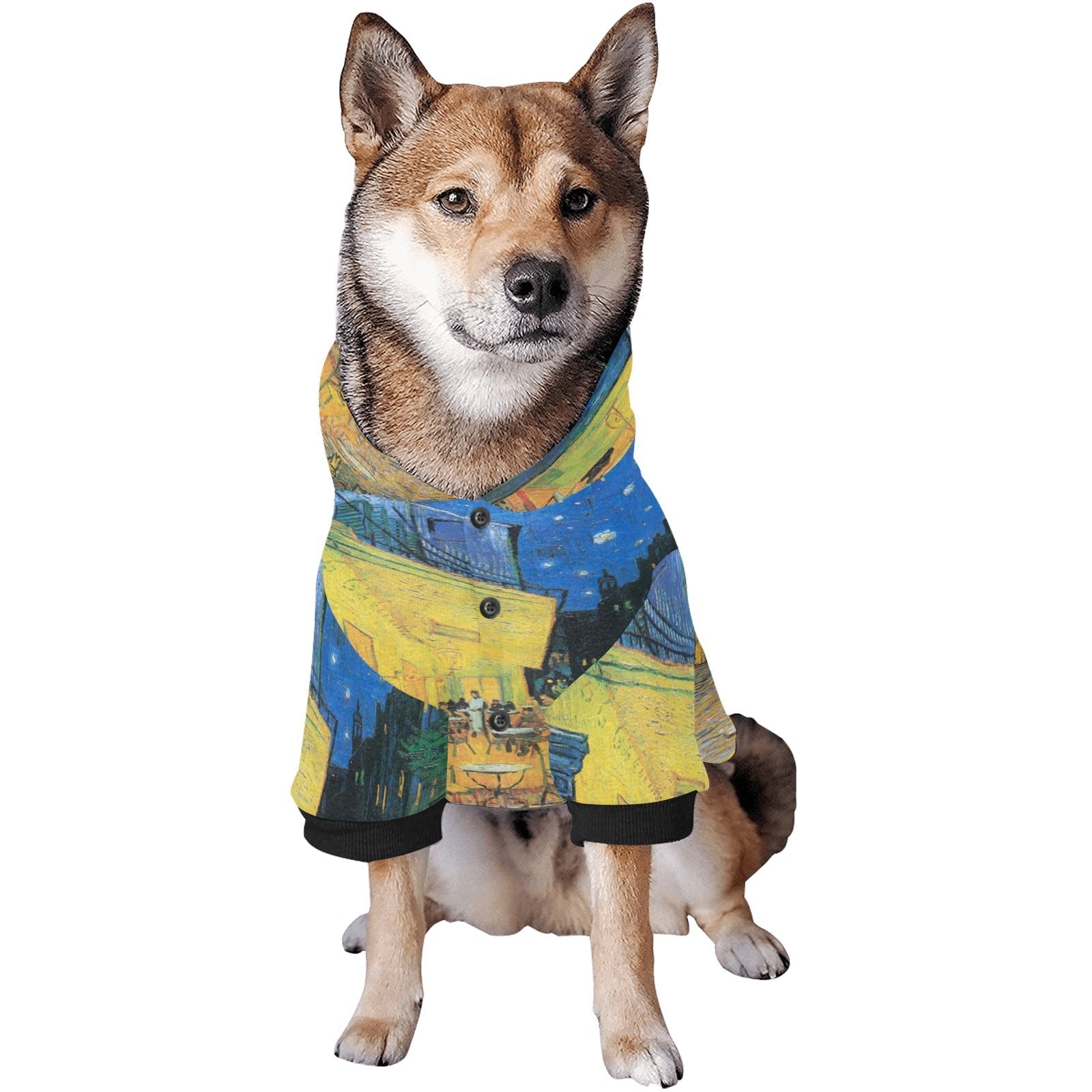 Pet Apparel Van Gogh Cafe Terrace At Night Button Hoodie main product image for dogs and cats