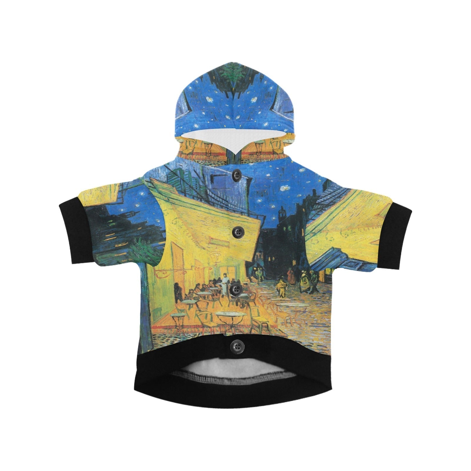 Pet Apparel Van Gogh Cafe Terrace At Night Button Hoodie main product image for dogs and cats