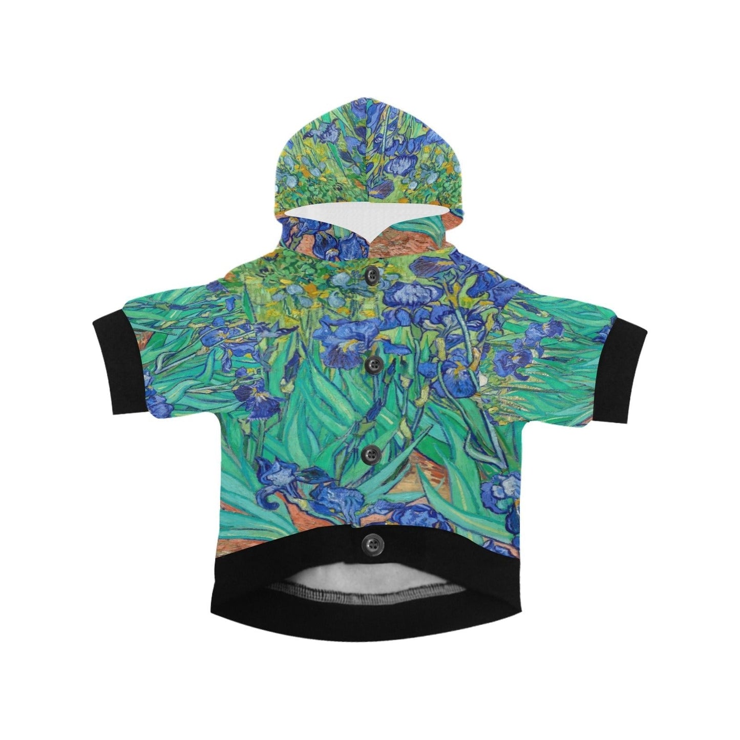 Pet Apparel Van Gogh Irises Button Hoodie for Daily Use main product image for dogs and cats