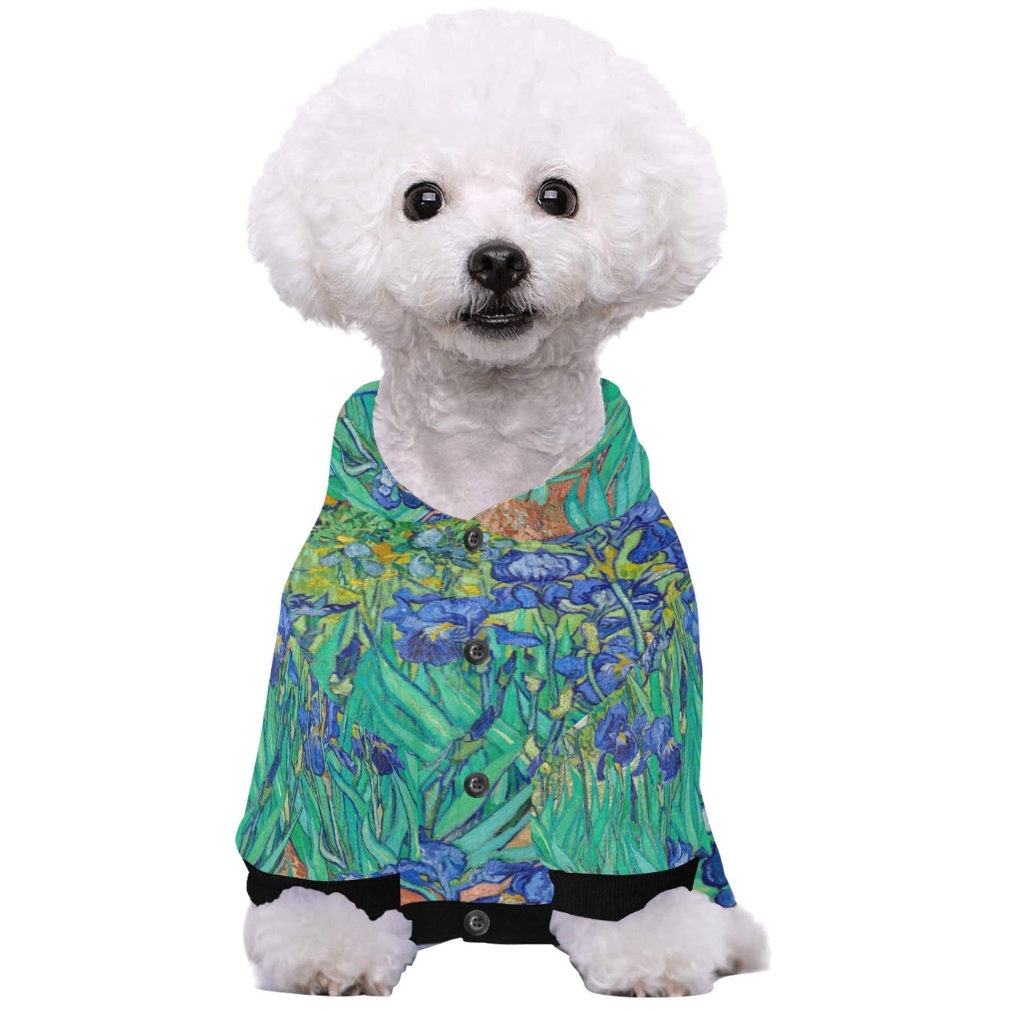 Pet Apparel Van Gogh Irises Button Hoodie for Daily Use main product image for dogs and cats