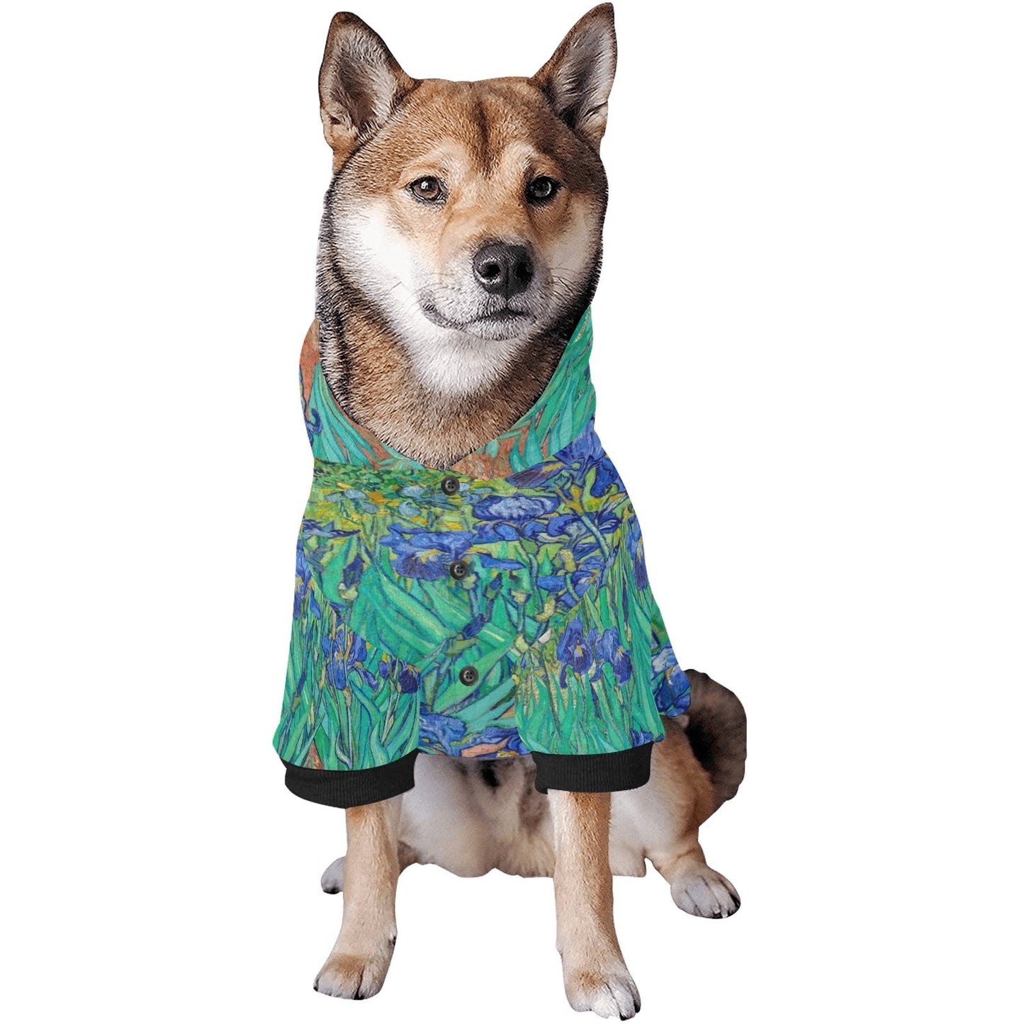 Pet Apparel Van Gogh Irises Button Hoodie for Daily Use main product image for dogs and cats