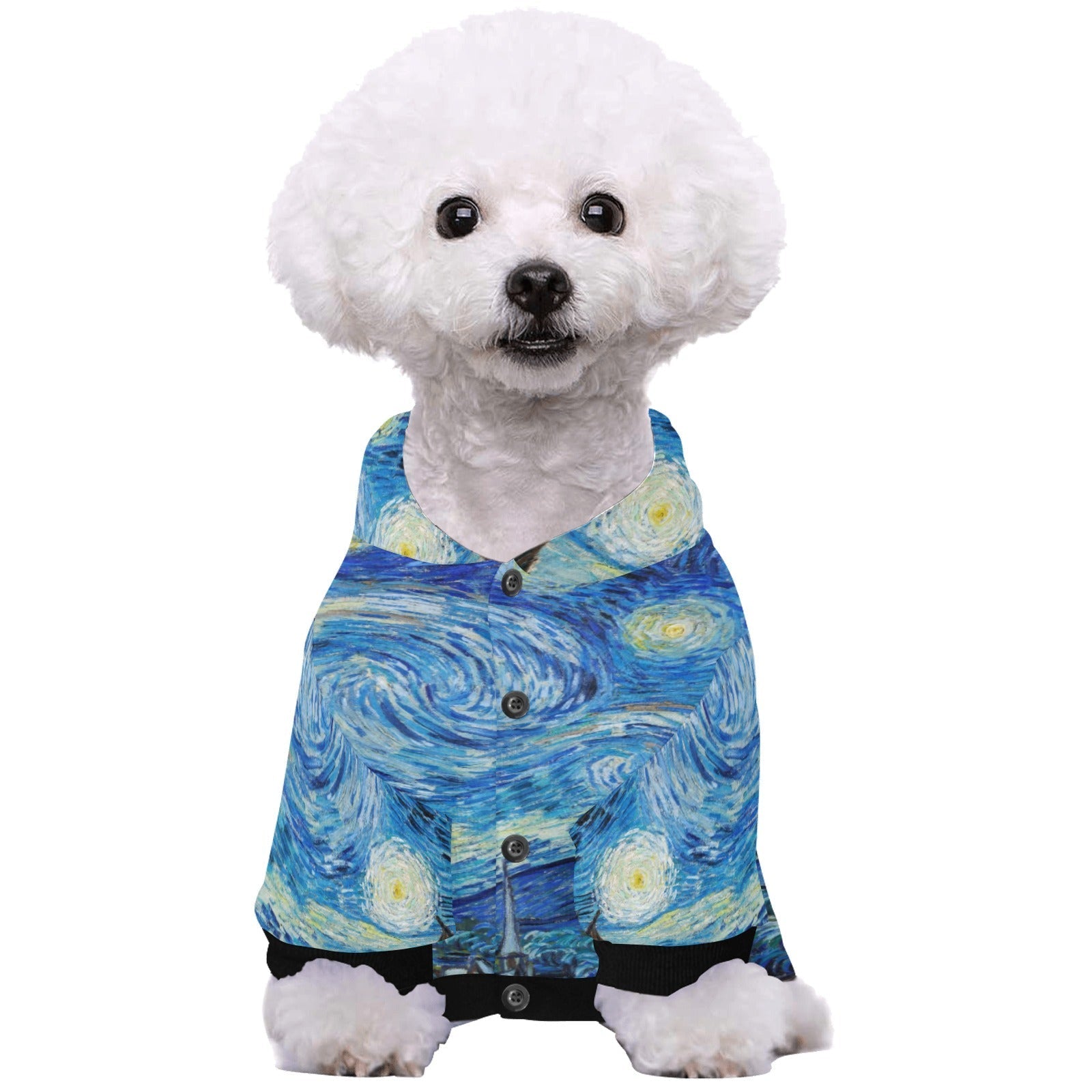 Pet Apparel Van Gogh Starry Night Button Hoodie for Comfort main product image for dogs and cats