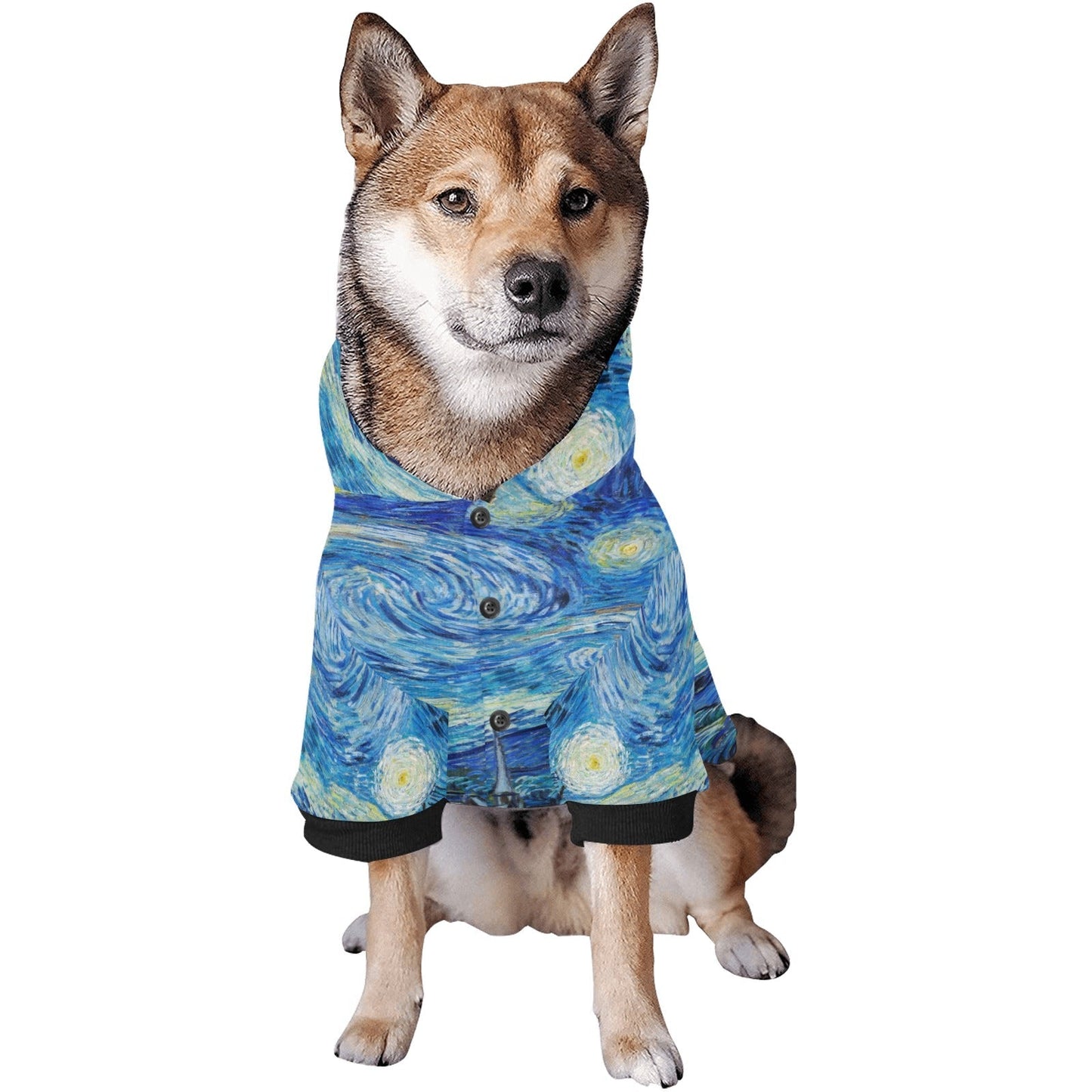 Pet Apparel Van Gogh Starry Night Button Hoodie for Comfort main product image for dogs and cats