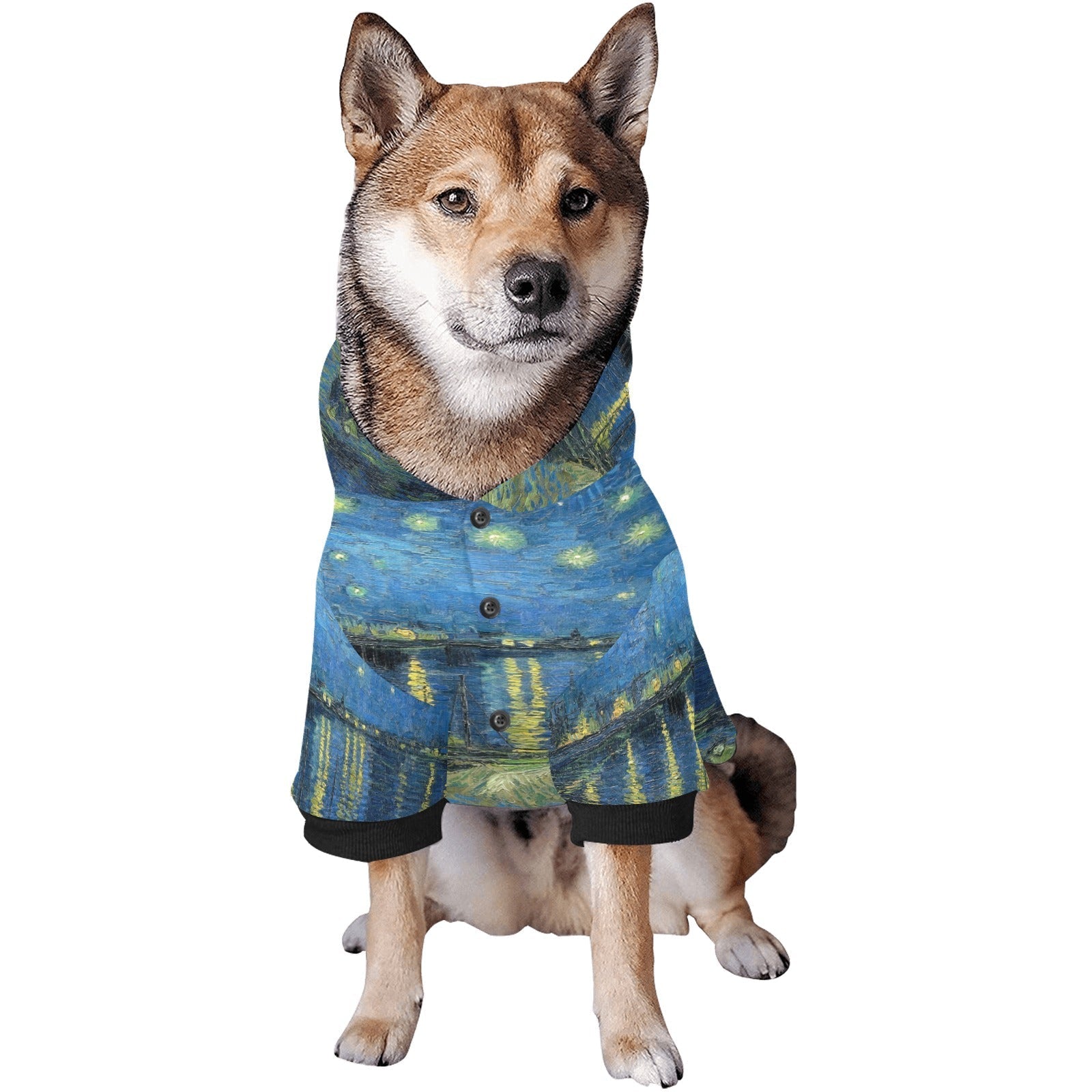 Pet Apparel Van Gogh Starry Night Over The Rhone Button main product image for dogs and cats
