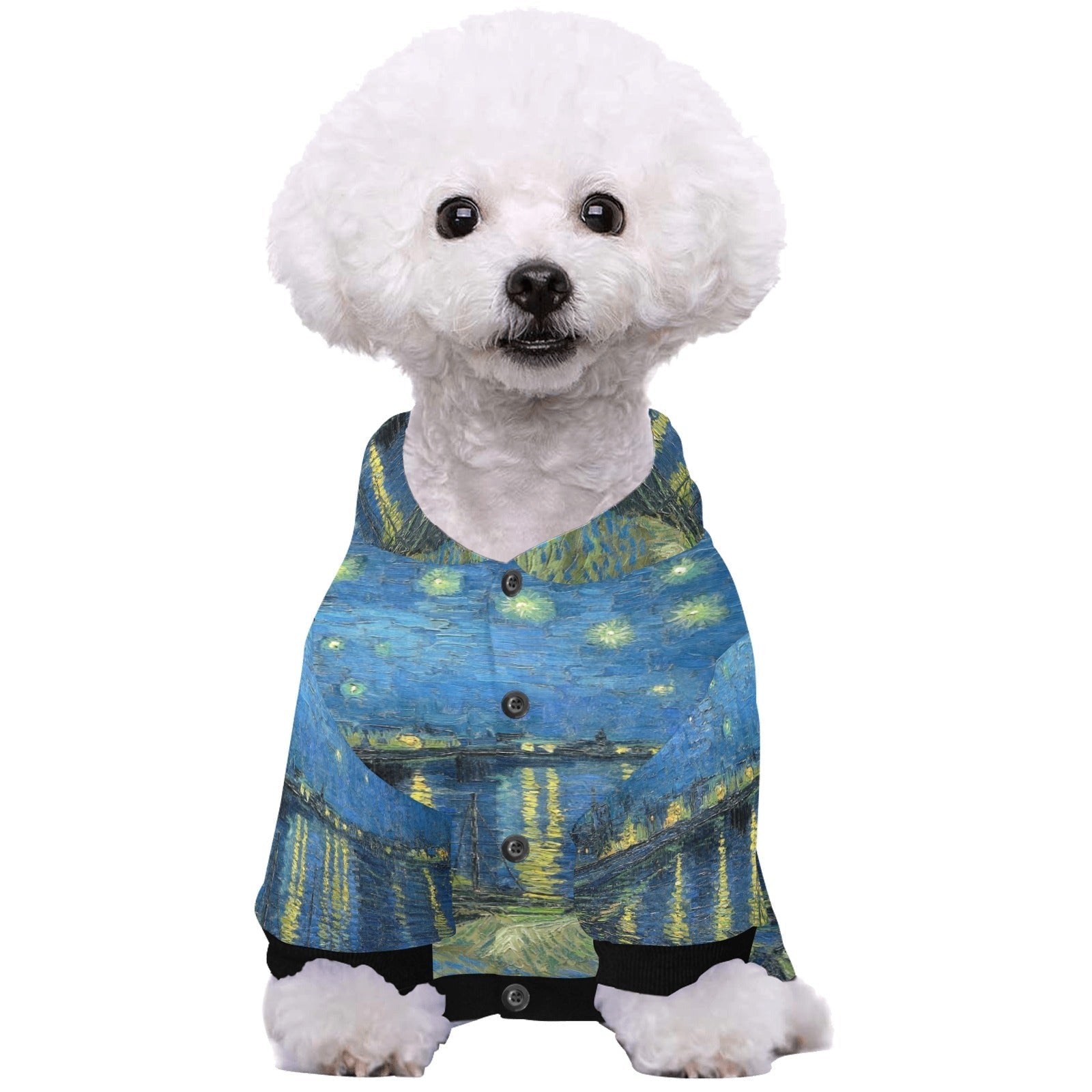 Pet Apparel Van Gogh Starry Night Over The Rhone Button main product image for dogs and cats