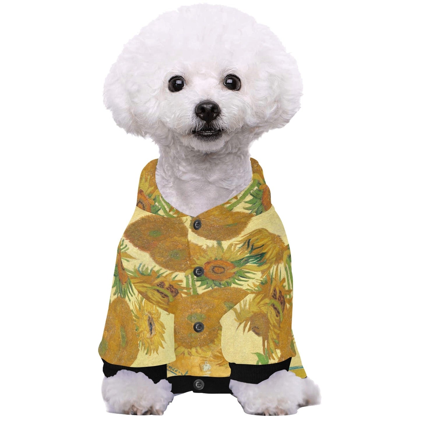 Pet Apparel Van Gogh Sunflowers Button Hoodie for Daily Use main product image for dogs and cats