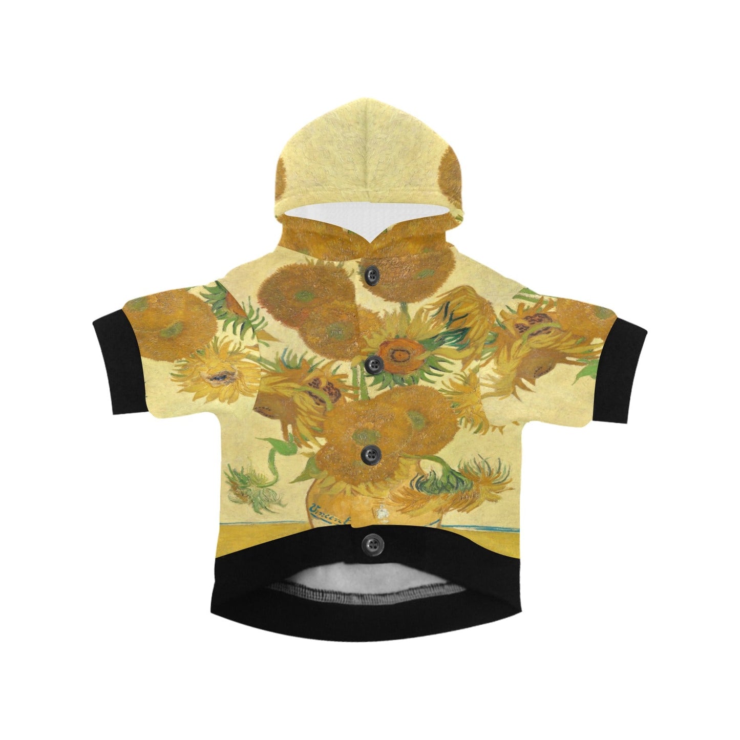 Pet Apparel Van Gogh Sunflowers Button Hoodie for Daily Use main product image for dogs and cats