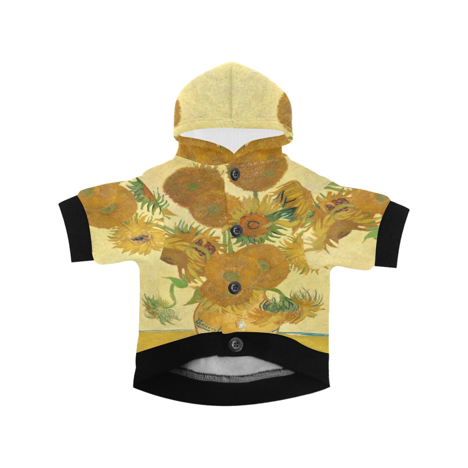 Pet Apparel Van Gogh Sunflowers Button Hoodie for Daily Use main product image for dogs and cats