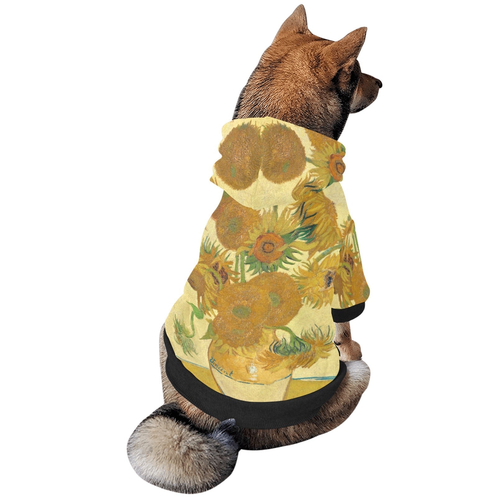 Pet Apparel Van Gogh Sunflowers Button Hoodie for Daily Use main product image for dogs and cats